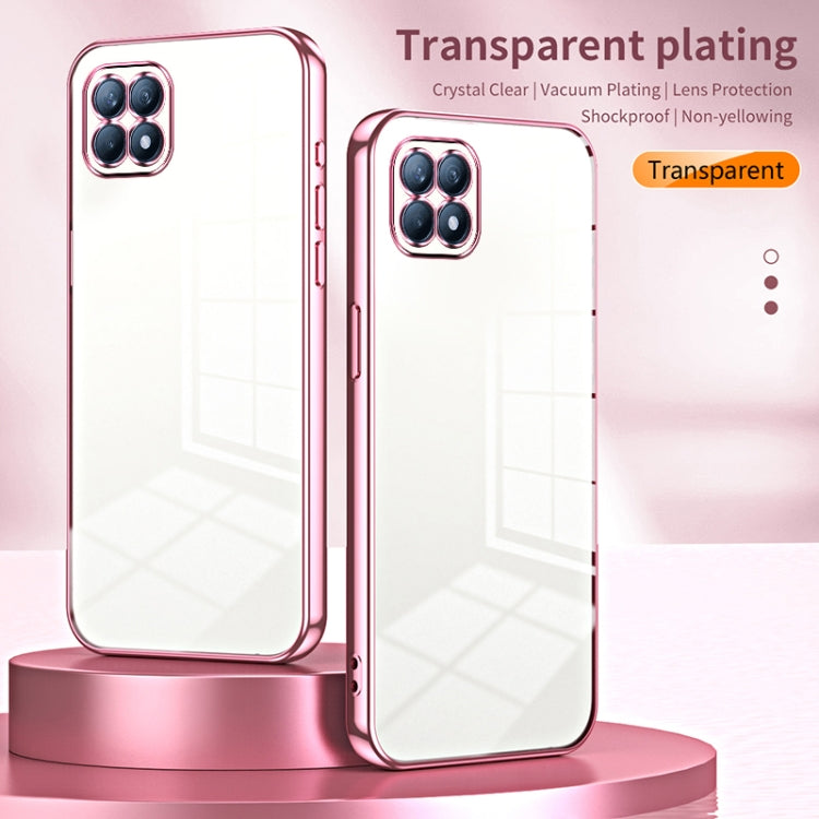 For OPPO Reno4 SE Transparent Plating Fine Hole Phone Case(Pink) - OPPO Cases by buy2fix | Online Shopping UK | buy2fix