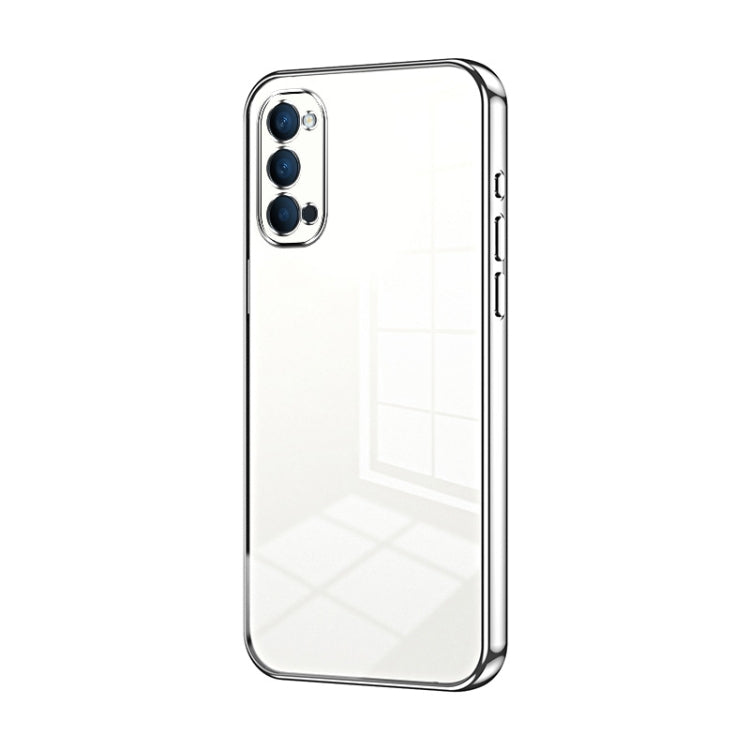 For OPPO Reno4 Transparent Plating Fine Hole Phone Case(Silver) - OPPO Cases by buy2fix | Online Shopping UK | buy2fix