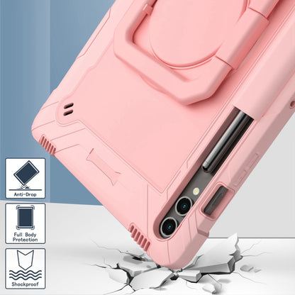 For Samsung Galaxy Tab S9 FE+ / S9+ Handle Robot Silicone Hybrid PC Tablet Case(Rose Gold) - Galaxy Tab S9+ Cases by buy2fix | Online Shopping UK | buy2fix