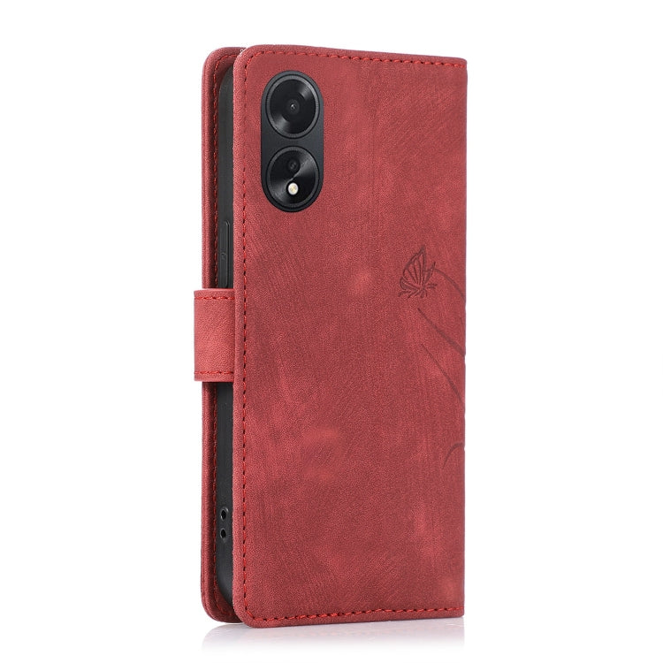 For OPPO A98 5G Orchid Butterfly Embossed Leather Phone Case(Red) - OPPO Cases by buy2fix | Online Shopping UK | buy2fix