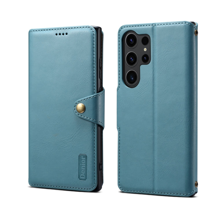 For Samsung Galaxy S24 Ultra 5G Denior Cowhide Texture Wallet Style Leather Phone Case(Blue) - Galaxy S24 Ultra 5G Cases by Denior | Online Shopping UK | buy2fix