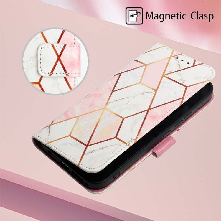 For Motorola Moto G Stylus 5G 2024 PT003 Marble Pattern Flip Leather Phone Case(Pink White) - Motorola Cases by buy2fix | Online Shopping UK | buy2fix