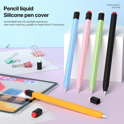 For Apple Pencil 1 Retro Pencil Style Liquid Silicone Stylus Case(Orange) - Pencil Accessories by buy2fix | Online Shopping UK | buy2fix