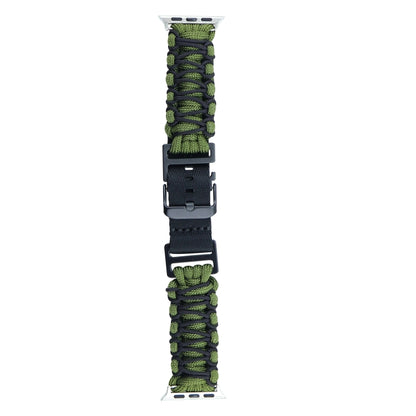 For Apple Watch Ultra 2 49mm Dual-layer Braided Paracord Buckle Watch Band(Army Green Black) - Watch Bands by buy2fix | Online Shopping UK | buy2fix