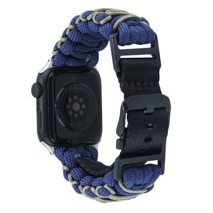 For Apple Watch Ultra 49mm Dual-layer Braided Paracord Buckle Watch Band(Navy Army Green) - Watch Bands by buy2fix | Online Shopping UK | buy2fix