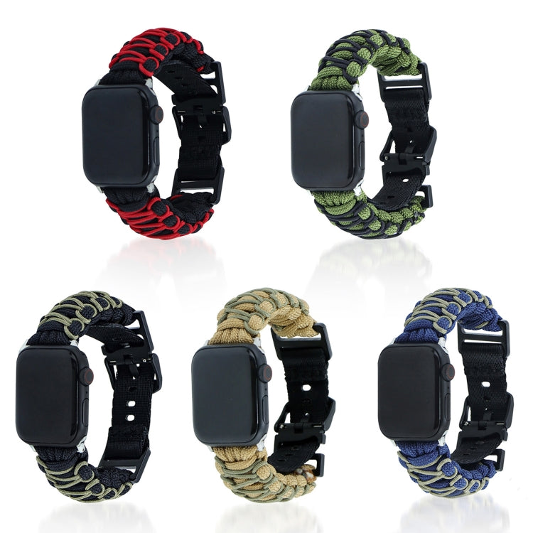 For Apple Watch Ultra 2 49mm Dual-layer Braided Paracord Buckle Watch Band(Navy Army Green) - Watch Bands by buy2fix | Online Shopping UK | buy2fix