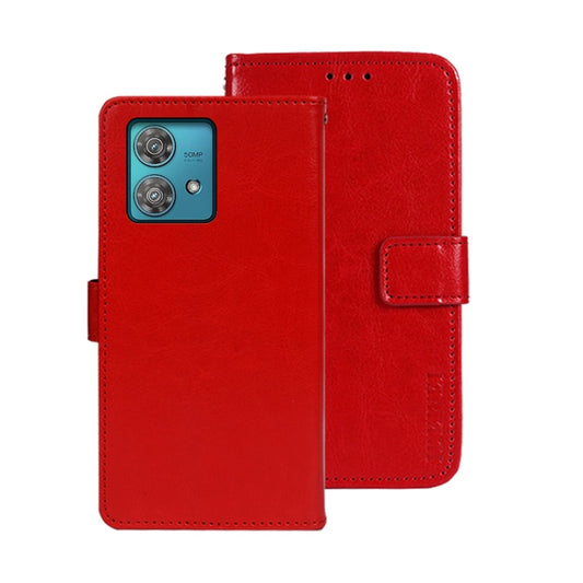 For Motorola Edge 40 Neo idewei Crazy Horse Texture Leather Phone Case(Red) - Motorola Cases by idewei | Online Shopping UK | buy2fix