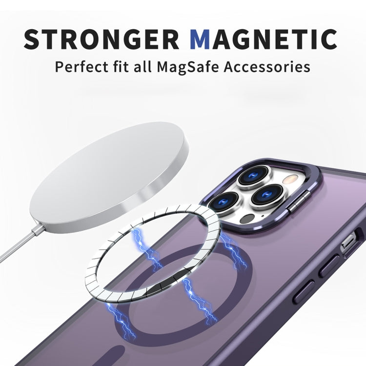 For iPhone 15 Pro Metal Invisible Camera Holder MagSafe Magnetic Phone Case(Purple) - iPhone 15 Pro Cases by buy2fix | Online Shopping UK | buy2fix