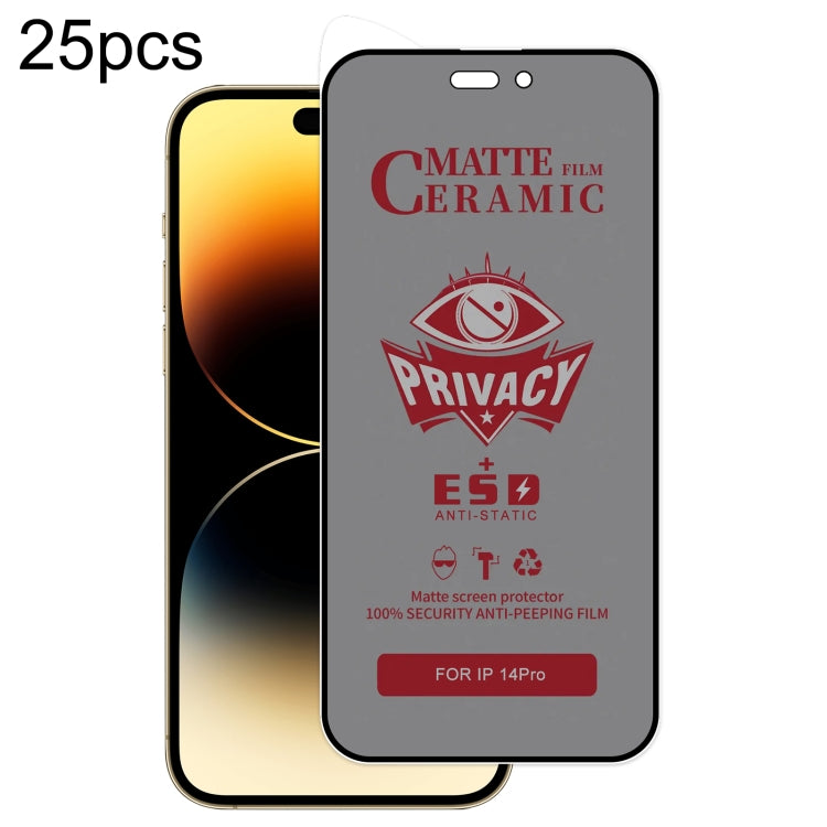 For iPhone 14 Pro 25pcs Full Coverage Frosted Privacy Ceramic Film - iPhone 14 Pro Tempered Glass by buy2fix | Online Shopping UK | buy2fix