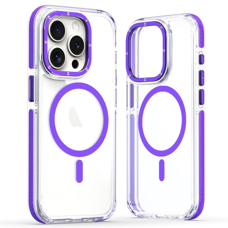 For iPhone 15 Pro Dual-Color Clear Acrylic Hybrid TPU MagSafe Phone Case(Purple) - iPhone 15 Pro Cases by buy2fix | Online Shopping UK | buy2fix