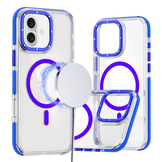 For iPhone 16 Plus Dual-Color Clear Acrylic Hybrid TPU MagSafe Phone Case(Blue) - iPhone 16 Plus Cases by buy2fix | Online Shopping UK | buy2fix