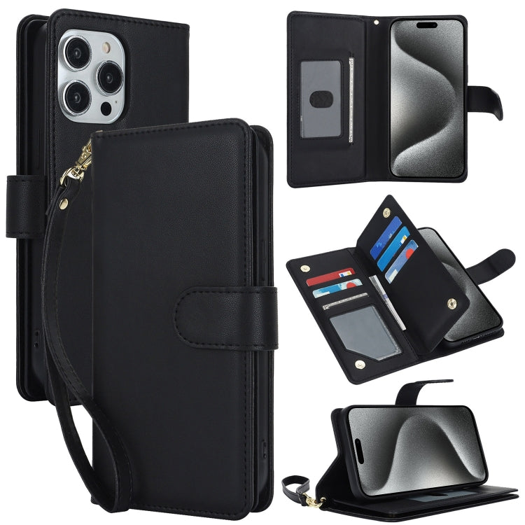 For iPhone 16 Pro Multi-Card Wallet RFID Leather Phone Case(Black) - iPhone 16 Pro Cases by buy2fix | Online Shopping UK | buy2fix