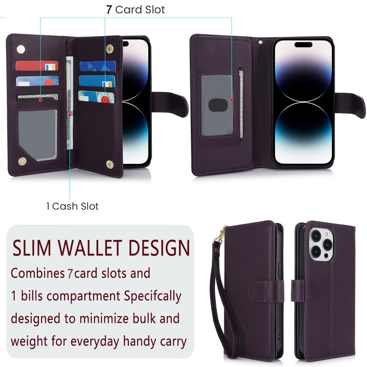 For iPhone 16 Multi-Card Wallet RFID Leather Phone Case(Dark Purple) - iPhone 16 Cases by buy2fix | Online Shopping UK | buy2fix