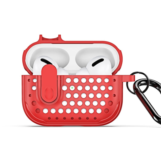 For AirPods Pro DUX DUCIS PECM Series Split Peak Hollow Earphone Case with Hook(Red) - For AirPods Pro by DUX DUCIS | Online Shopping UK | buy2fix