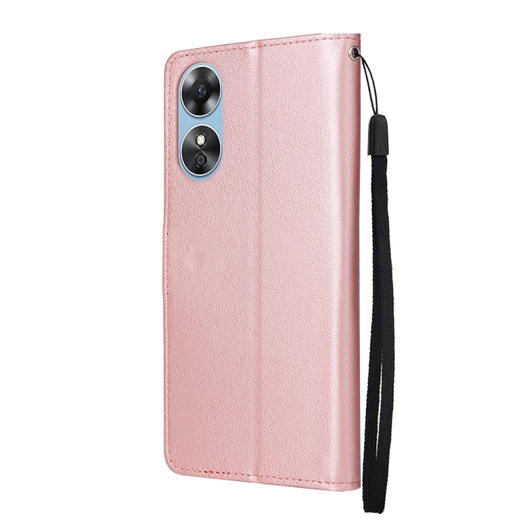 For OPPO A17 4G / A17k 3-Card Slots Multifunctional Leather Phone Case(Rose Gold) - OPPO Cases by buy2fix | Online Shopping UK | buy2fix