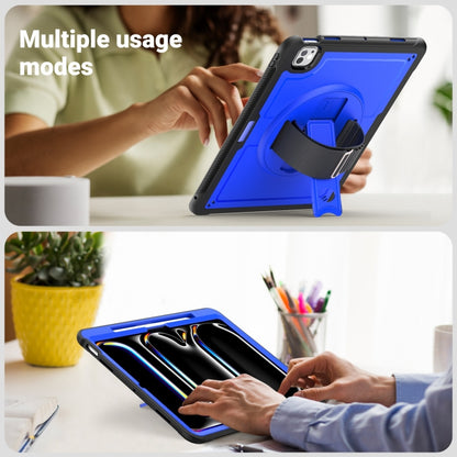 For iPad Pro 13 2024 Honeycomb Hand Grip Turntable Stand Tablet Case(Dark Blue) - iPad Pro 13 2024 Cases by buy2fix | Online Shopping UK | buy2fix