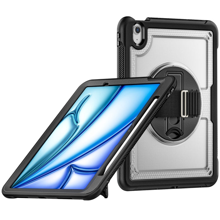 For iPad Air 11 2024 Honeycomb Hand Grip Turntable Stand Tablet Case(Transparent) - iPad Air 11 2024 Cases by buy2fix | Online Shopping UK | buy2fix