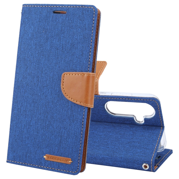 For Samsung Galaxy S24 5G GOOSPERY CANVAS DIARY Fabric Texture Flip Leather Phone Case(Blue) - Galaxy S24 5G Cases by GOOSPERY | Online Shopping UK | buy2fix