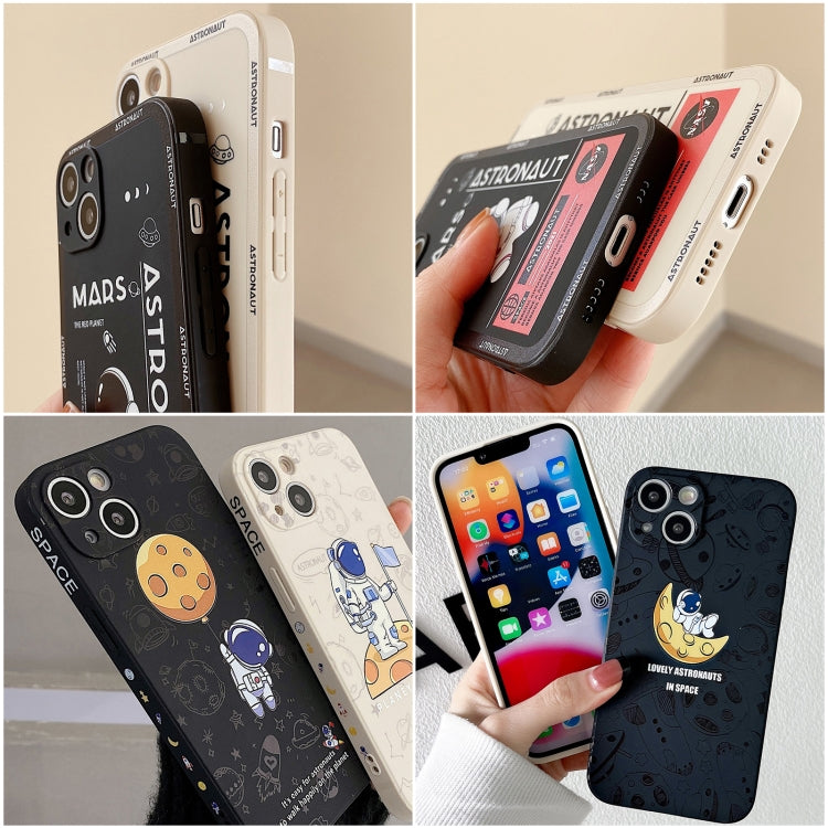 For iPhone 16 Pro Astronaut Pattern Silicone Straight Edge Phone Case(Mars Astronaut-Black) - iPhone 16 Pro Cases by buy2fix | Online Shopping UK | buy2fix