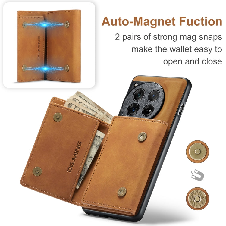 For OnePlus 12 DG.MING M1 Series 3-Fold Multi Card Wallet + Magnetic Phone Case(Brown) - OnePlus Cases by DG.MING | Online Shopping UK | buy2fix