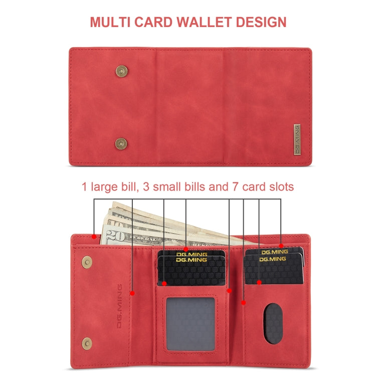 For OnePlus 12 DG.MING M1 Series 3-Fold Multi Card Wallet + Magnetic Phone Case(Red) - OnePlus Cases by DG.MING | Online Shopping UK | buy2fix