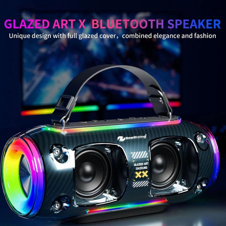 New Rixing NR8806 Portable Outdoor Wireless Bluetooth Speaker RGB Colorful Subwoofer, Style:Without Mic(Black) - Desktop Speaker by NewRixing | Online Shopping UK | buy2fix