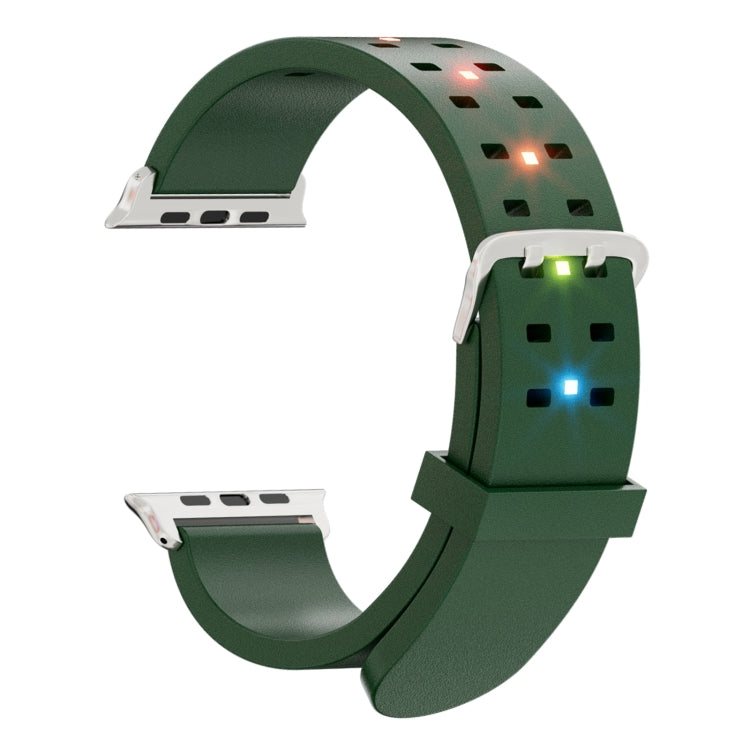 For Apple Watch Series 5 40mm Luminous Colorful Light Silicone Watch Band(Green) - Watch Bands by buy2fix | Online Shopping UK | buy2fix