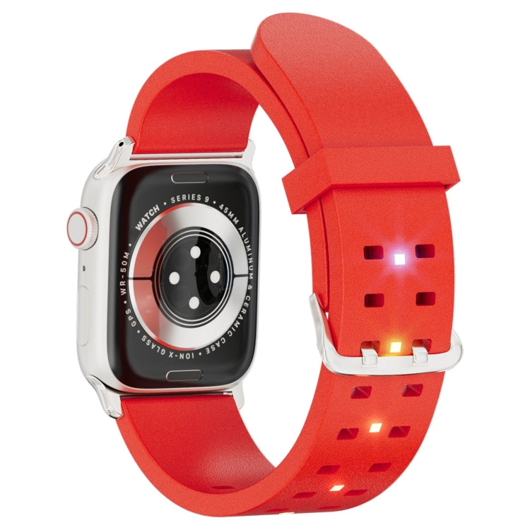 For Apple Watch Series 2 42mm Luminous Colorful Light Silicone Watch Band(Red) - Watch Bands by buy2fix | Online Shopping UK | buy2fix