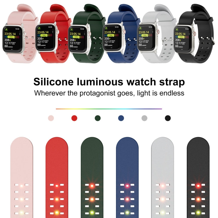 For Apple Watch Series 3 38mm Luminous Colorful Light Silicone Watch Band(Red) - Watch Bands by buy2fix | Online Shopping UK | buy2fix