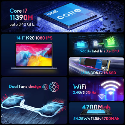 Ninkear N14 Pro 14.1 inch Laptop, 16GB+1TB, Windows 11 Home 11th Intel Core i7-11390H Quad Core(US Plug) - Others by buy2fix | Online Shopping UK | buy2fix
