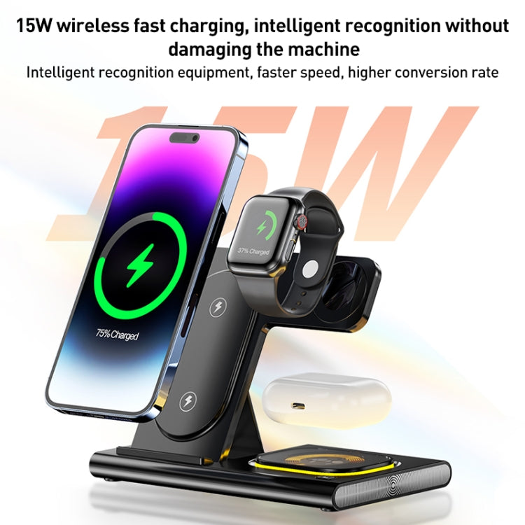 A80 3 in 1 15W Folding Wireless Charger(Black) - Wireless Charger by buy2fix | Online Shopping UK | buy2fix