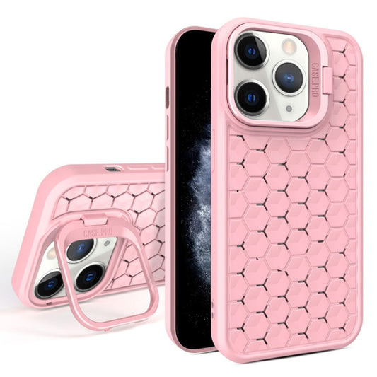 For iPhone 11 Pro Honeycomb Radiating Lens Holder Magsafe Phone Case(Pink) - iPhone 11 Pro Cases by buy2fix | Online Shopping UK | buy2fix