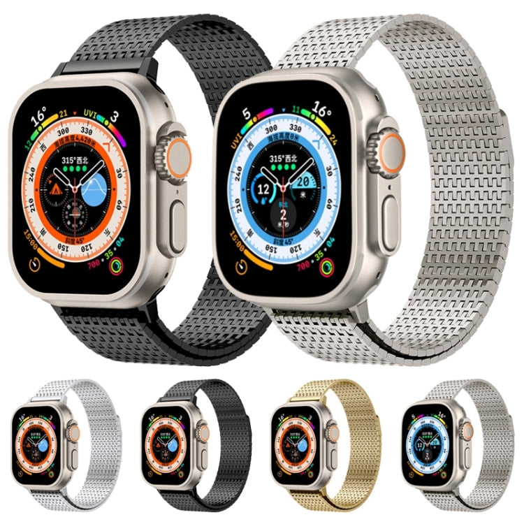 For Apple Watch Series 7 45mm Milanese Loop Magnetic Clasp Stainless Steel Watch Band(Titanium Gold) - Watch Bands by buy2fix | Online Shopping UK | buy2fix