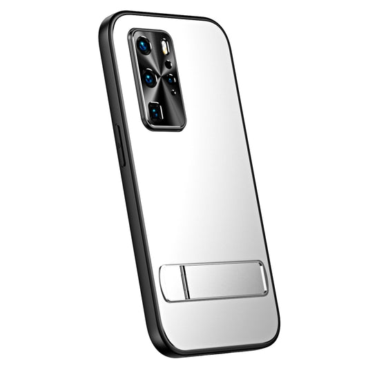 For Huawei P40 R-JUST RJ-61 Electroplating Frosted TPU + PC Phone Case with Holder(Silver) - Huawei Cases by R-JUST | Online Shopping UK | buy2fix