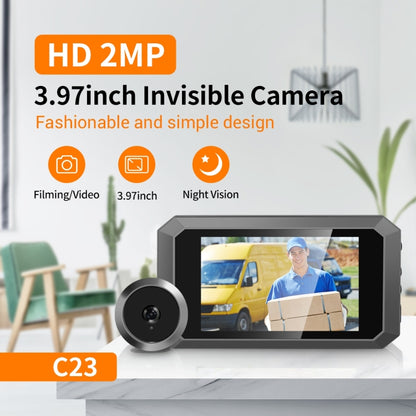 ESCAM C23 3.97 inch 1080p Smart Digital Door Concealed Viewer Wide Angle With Night Vision(Grey) - Video DoorBell by ESCAM | Online Shopping UK | buy2fix