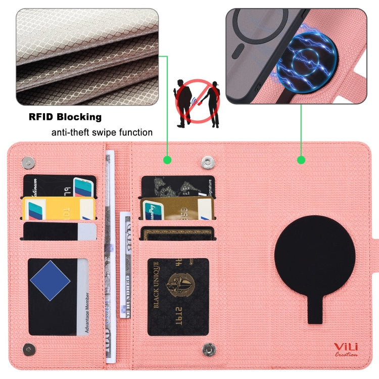 For iPhone 13 Pro ViLi GHA Series Shockproof MagSafe RFID Leather Attraction Horizontal Flip Phone Case(Pink) - iPhone 13 Pro Cases by ViLi | Online Shopping UK | buy2fix