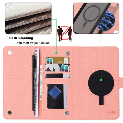 For Google Pixel 8 Pro ViLi GHB Series MagSafe Magnetic Zipper Leather Phone Case(Pink) - Google Cases by ViLi | Online Shopping UK | buy2fix