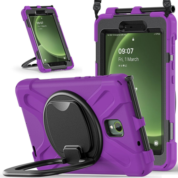 For Samsung Galaxy Tab Active5 X300 Silicone Hybrid PC Tablet Case with Holder & Shoulder Strap(Purple) - Other Galaxy Tab PC by buy2fix | Online Shopping UK | buy2fix