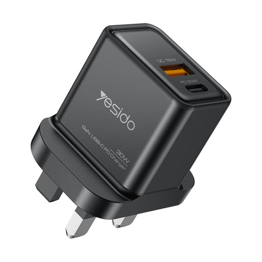 Yesido YC83 PD 30W USB-C/Type-C+USB Interface GaN Fast Charging Charger(UK Plug) - USB Charger by Yesido | Online Shopping UK | buy2fix