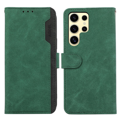 For Samsung Galaxy S23 Ultra 5G ABEEL Color Block Magnetic RFID Leather Phone Case(Green-Black) - Galaxy S23 Ultra 5G Cases by buy2fix | Online Shopping UK | buy2fix