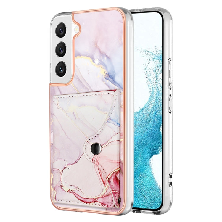 For Samsung Galaxy S23 5G Marble Pattern IMD Card Slot Phone Case(Rose Gold) - Galaxy S23 5G Cases by buy2fix | Online Shopping UK | buy2fix