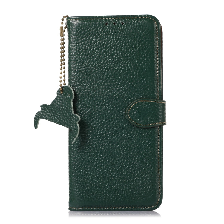 For OnePlus 13 Genuine Leather Litchi Texture RFID Leather Phone Case(Green) - OnePlus Cases by buy2fix | Online Shopping UK | buy2fix