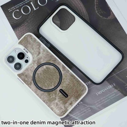 For iPhone 14 Pro Max Contrast Color Denim MagSafe Magnetic Phone Case(Grey) - iPhone 14 Pro Max Cases by buy2fix | Online Shopping UK | buy2fix