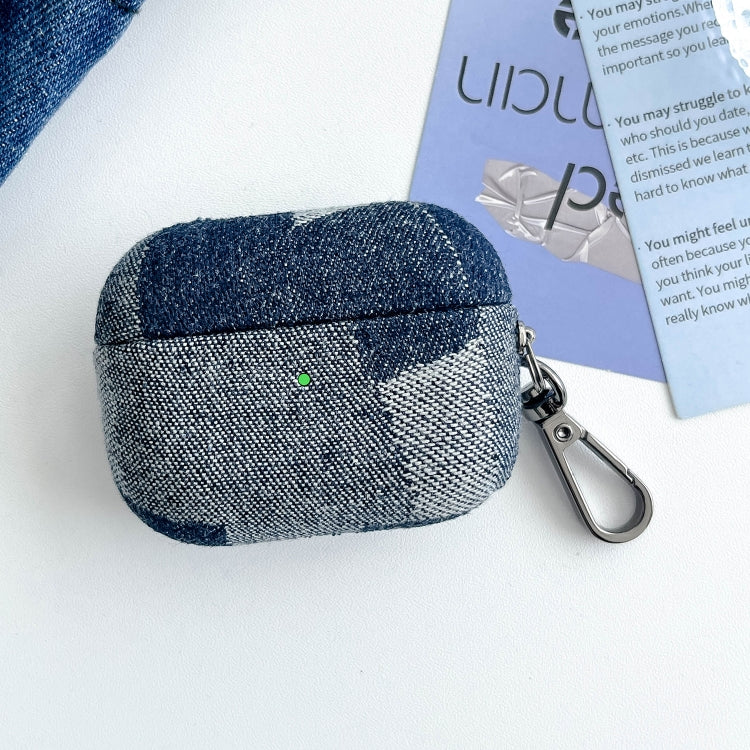 For AirPods Pro 2 Stitching Denim Cloth Bluetooth Earphone Protective Case(Dark Color Irregular) - For AirPods Pro 2 by buy2fix | Online Shopping UK | buy2fix