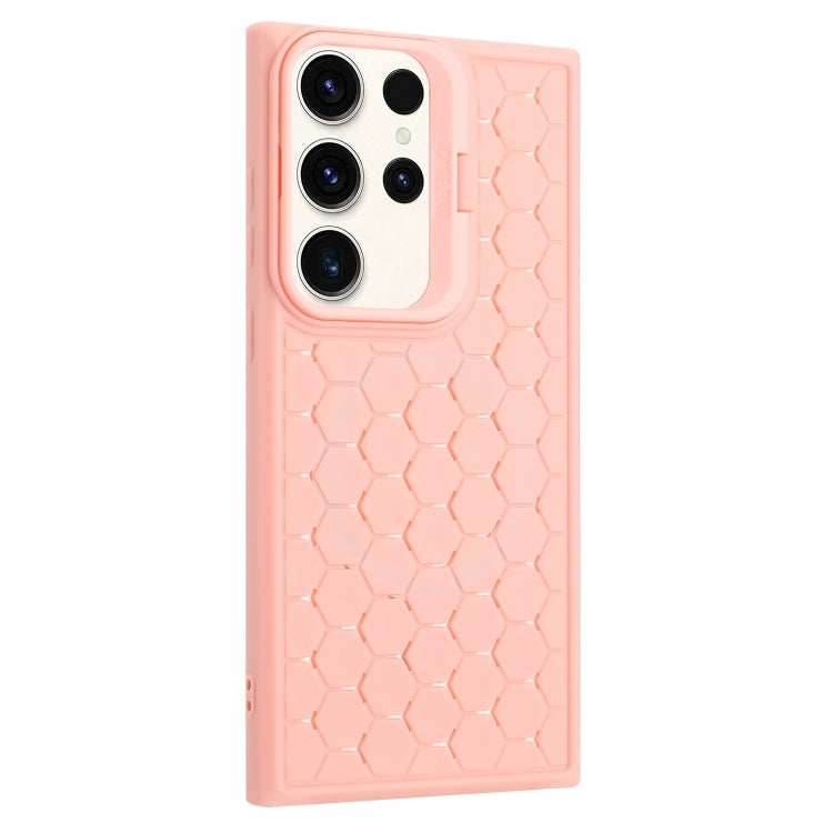 For Samsung Galaxy S24 Ultra 5G Honeycomb Radiating Lens Holder TPU Phone Case(Pink) - Galaxy S24 Ultra 5G Cases by buy2fix | Online Shopping UK | buy2fix