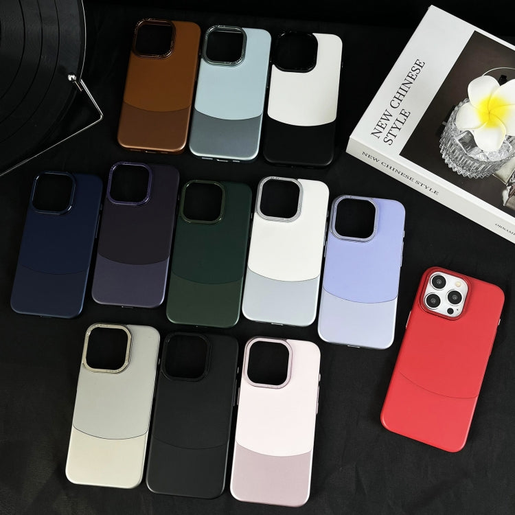 For iPhone 16 Napa Texture PC + Leather Phone Case(Panda Black) - iPhone 16 Cases by buy2fix | Online Shopping UK | buy2fix