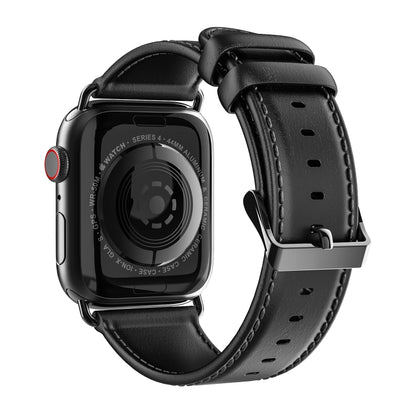 For Apple Watch Series 5 44mm DUX DUCIS Business Genuine Leather Watch Strap(Black) - Watch Bands by DUX DUCIS | Online Shopping UK | buy2fix