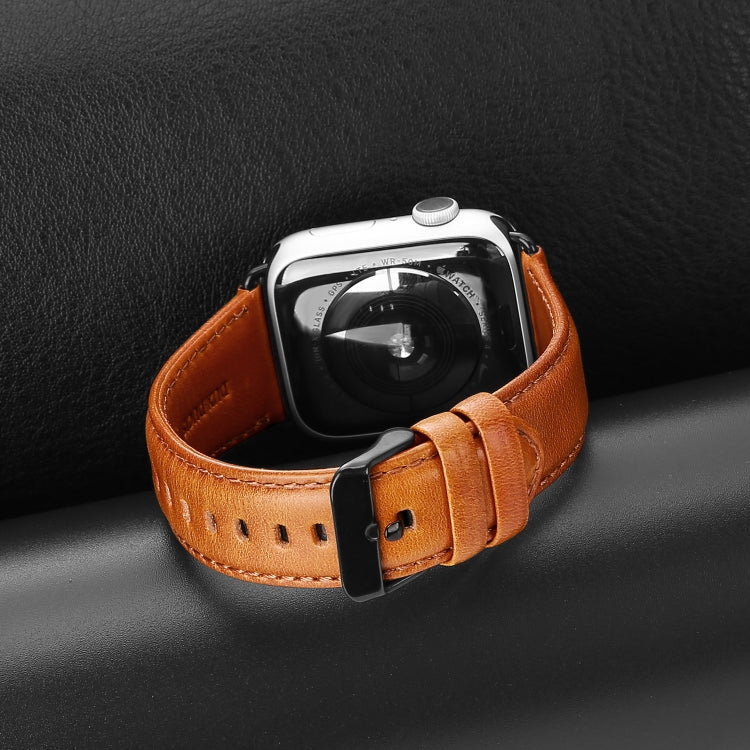 For Apple Watch Series 4 40mm DUX DUCIS Business Genuine Leather Watch Strap(Khaki) - Watch Bands by DUX DUCIS | Online Shopping UK | buy2fix