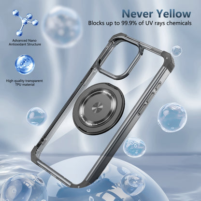 For iPhone 15 Pro Max Gold Shield CD Pattern MagSafe Magnetic Phone Case with Rotating Stand(Transparent Black) - iPhone 15 Pro Max Cases by buy2fix | Online Shopping UK | buy2fix