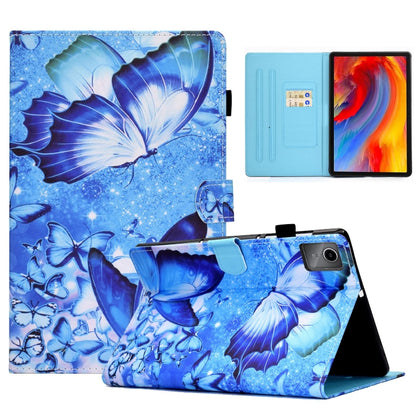 For Lenovo Tab M11 / Xiaoxin Pad 11 2024 Colored Drawing Sewing Pen Slot Leather Tablet Case(Butterflies) - Lenovo by buy2fix | Online Shopping UK | buy2fix